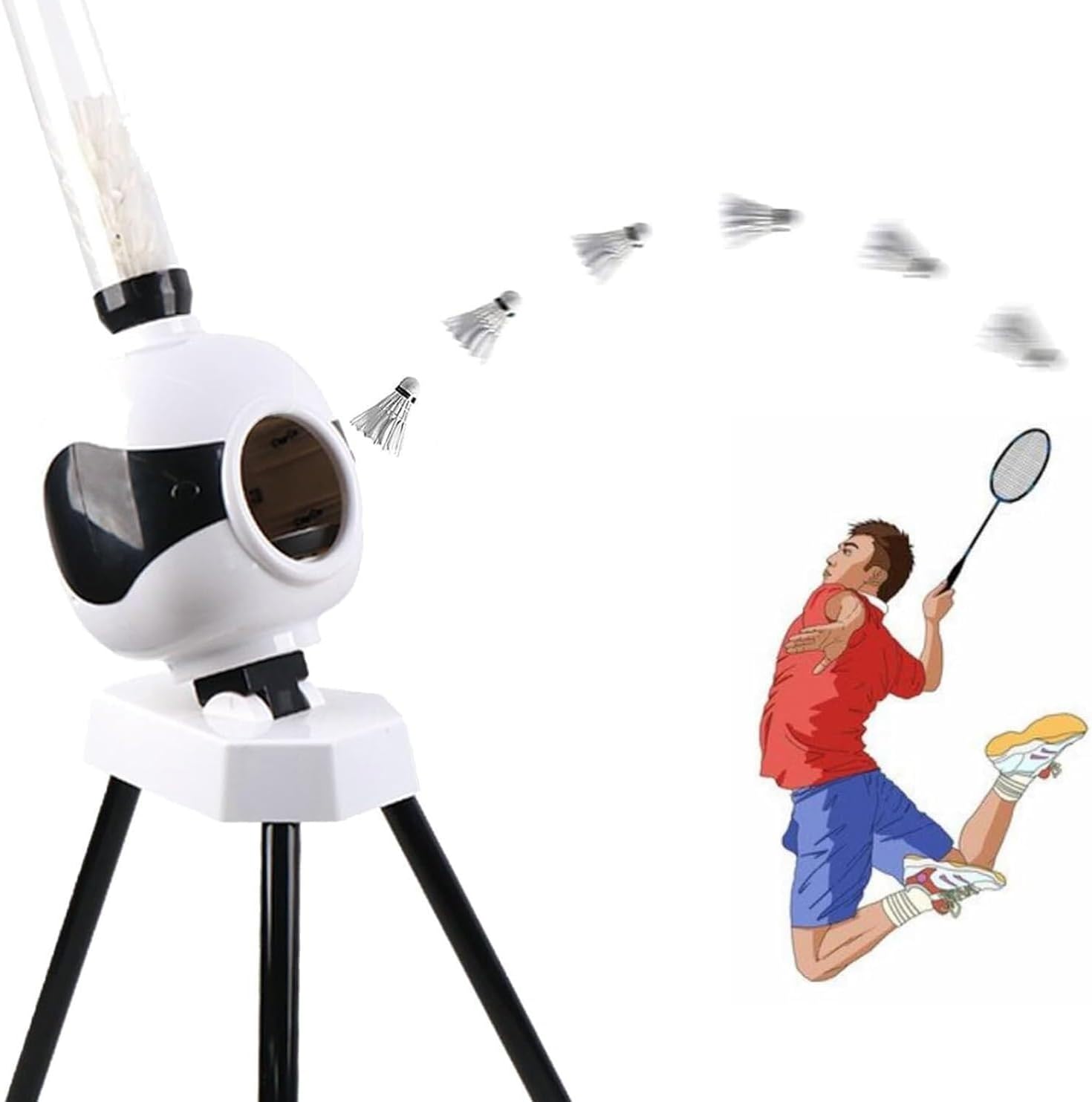 Badminton Serving Machine, Automatic Badminton Serving Machine for Teenagers, Serving Distance 6-10m, 15 Balls Capacity, for Children's Outdoor Sports Training