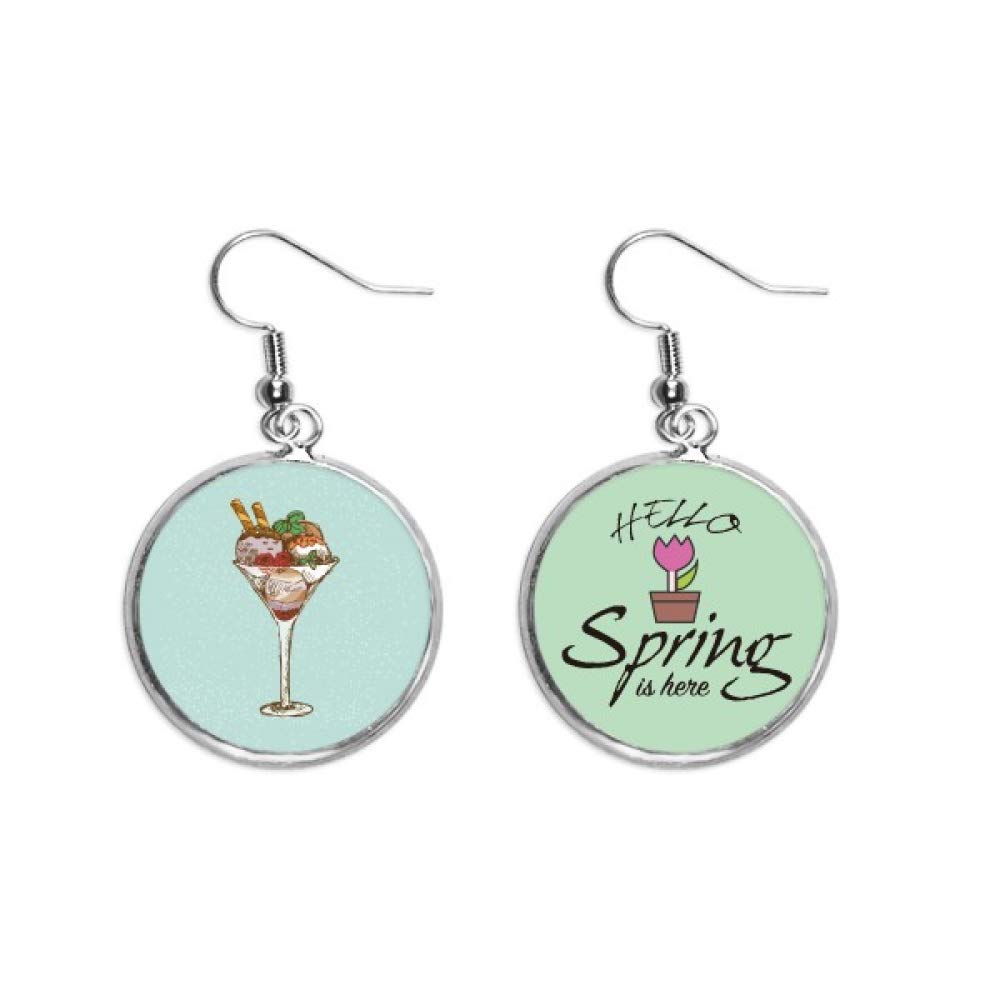 Pendientes de primavera con colgante de hojas y flor de copa de diseño exclusivo 5