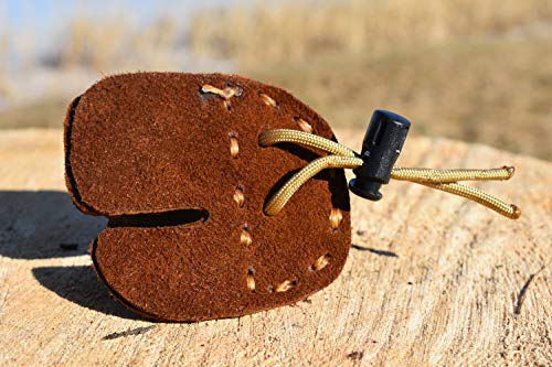 Standing Wolf Traditional Moose Leather Finger Tab For Archery | Traditional Style Archery Tab Finger Protector | Handmade Archery Tabs For Hunting & Target Practice (Right Hand) #TOP2