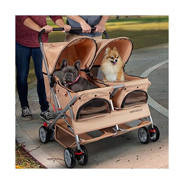 Paws & Pals Double Pet Stroller Two Puppy Dogs or Cat Strollers