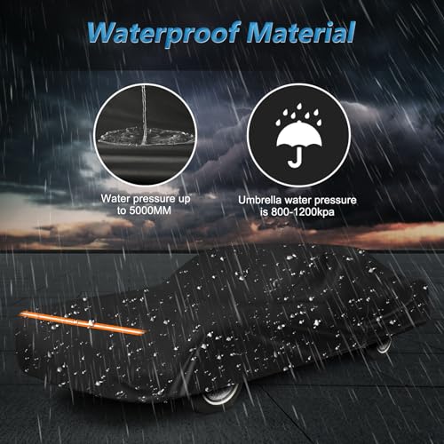 Image of Car Cover for Cadillac Deville 1959-1984 Coupe 2-Door Waterproof All Weather Full Car Cover with Door Zipper Car Covers for Automobiles for Sun Rain Snow Protection