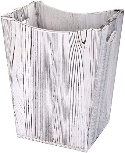 Kingrol Trash Can with Built-in Handles, 1.5 Gallon Vintage Wooden Wastebasket, Rectangular Garbage Container Bin for Office, Kitchen, Bathroom, Living Room, Farmhouse Decor