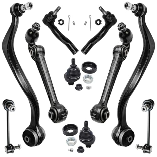 Image of Detroit Axle - 10pc Front End Kit for Ford 07-10 Fusion, 07-09 Lincoln MKZ Mercury Milan, Lower Rearward & Forward Control Arms Tie Rods Upper Ball Joints Sway Bars 2007 2008 2009 2010 Replacement