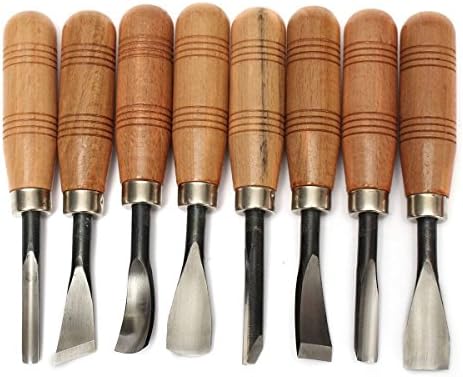JOYRICE 8PCS Wood Sculpture Carving Chisel Tool Set DIY Art Craft