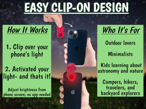 image for Zurueli Red Flashlight and Spotlight Adapter for Smartphones, 2-in-1 L