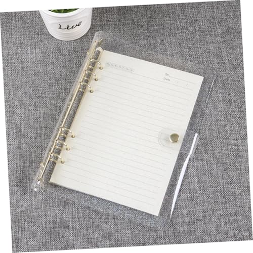 BEBEMOKO 金色グリッター活頁簿カバー リングバインダー 透明手帳シェル 軽量 耐滑り性 ホーム オフィス 旅行用 重要書類保護用