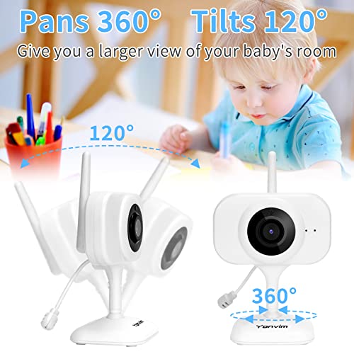 Yonvim Baby Monitor, 4.3" Split Screen Video Baby Monitor With 2 Cameras And Audio, No Wifi, Night Vision, Two Way Talk, Long Range, Temperature Sense, Dual Camera, 4X Zoom #TOP2