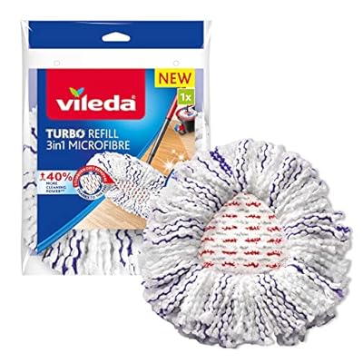Vileda Turbo 3en1 Recambio  1 Unidad  Compatible con Cualquier Sistema de fregona giratoria  Apto para Cualquier Tipo de Suelos Duros  Elimina el 99% de Las bacterias* Solo con Agua