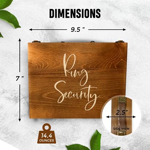 Miniatura 5 de Caja de seguridad para anillos de boda, portador de anillos, juego de regalo de disfraz occidental. Incluye maletín de madera, insignia y bolsa