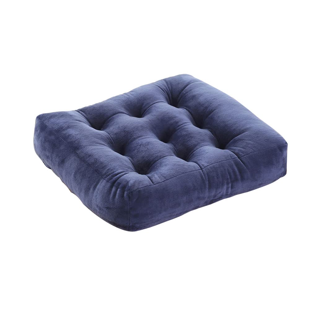 kuyouqi Thick Velvet Seat Pad Armchair Booster Cushion Soft Square Seating Cushion for Office Dining Garden Bedroom Floor (50 x 50 x 10 cm, Navy Blue)