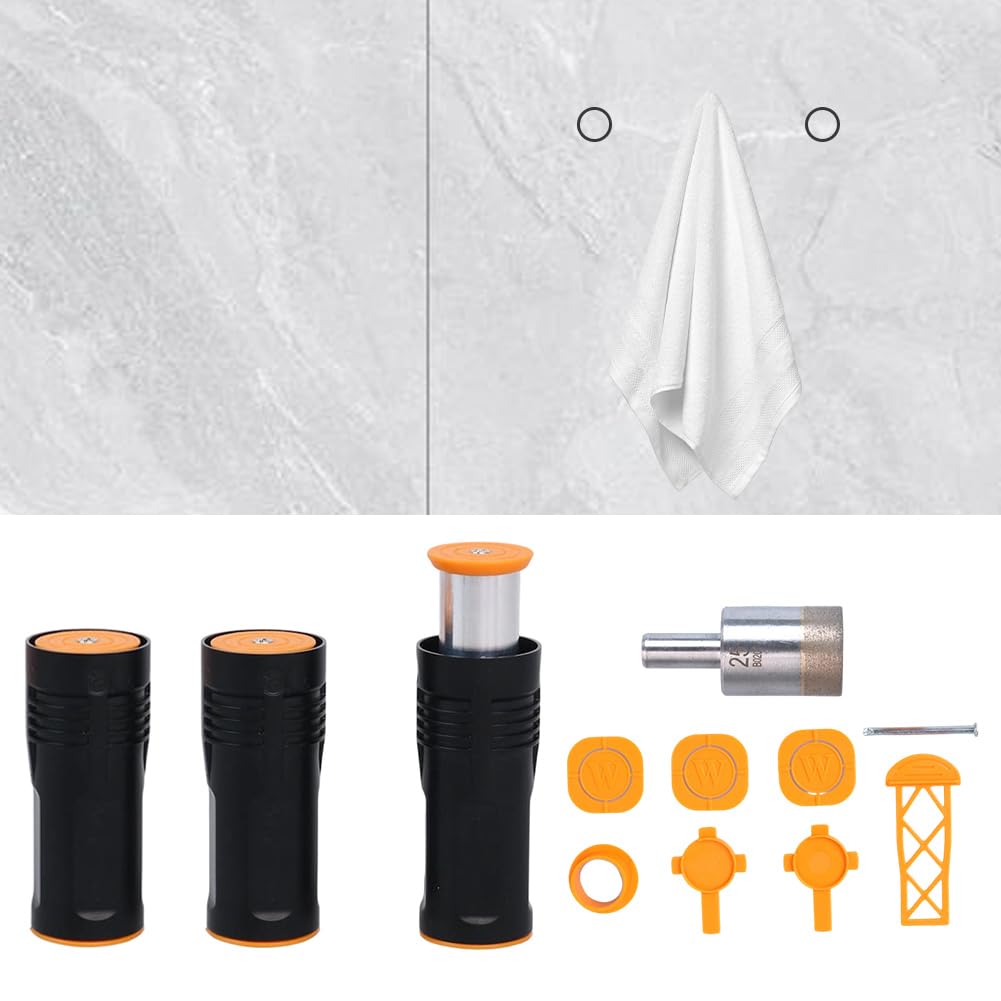 Lot de 3 porte-serviettes cachés carrelés - Mécanisme d'ouverture caché par bouton pression - Intégration sans couture dans les surfaces carrelées