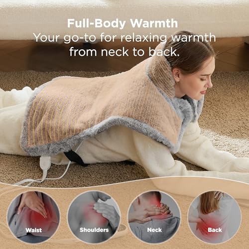 bedsure heating pad for neck and shoulders and back - birthday gifts for women men mom mens fsa eligible items electric heated pad for full body etl certified extra large 2434x3334 grey