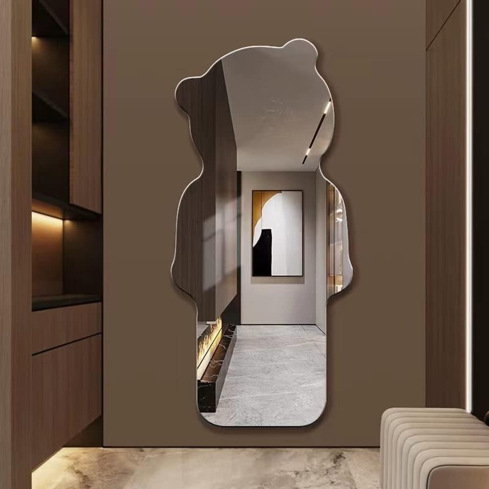 Bear Creative Full-Length Mirror,Frameless Wall-Mounted Dressing Mirror,HD Explosion-Proof Decorative Mirror,Bedroom Living Room Bathroom Mirror (40 * 70cm)