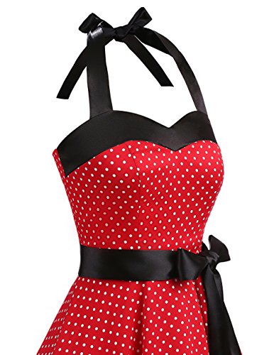 Image of DRESSTELLS Women's Vintage 1950s Cocktail Dress, Retro Tea Party Halter Swing Dresses