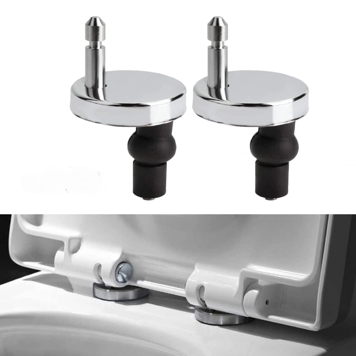 RANRAO 2 cerniere per sedile WC con chiusura ammortizzata, chiusura superiore, rilascio morbido, montaggio rapido, resistenti