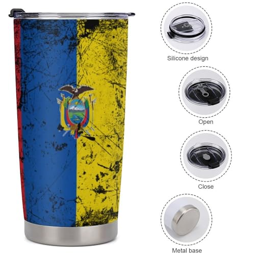 Portavasos con textura grunge y bandera Ecuador para carro universal 4 piezas miniatura 5