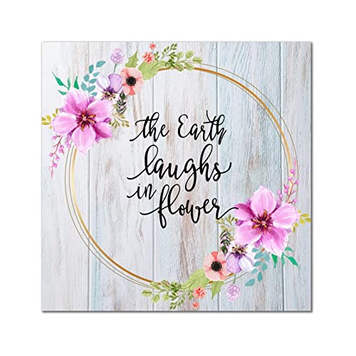 Couronne de fleurs roses sur déco murale en bois pour salon et chambre