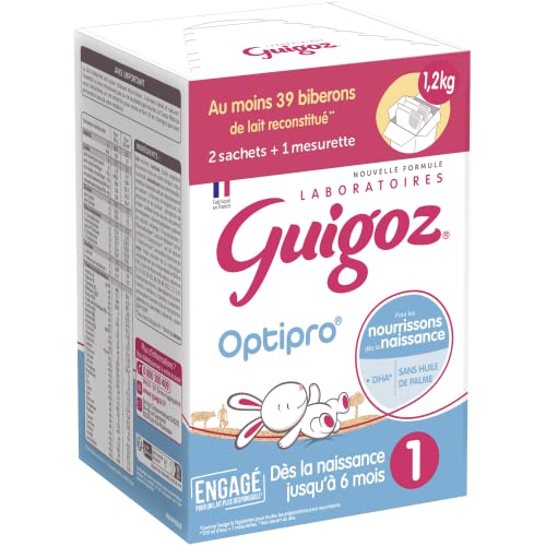 GUIGOZ OPTIPRO 1 婴儿奶粉 0 至 6 个月 - 盒装袋装（2 袋 600 克）