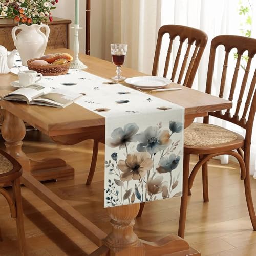 Runner da tavola primaverile,Fantasia floreale acquerello in stile botanico,Runner primaverile lavabile,Decorazione per tavola cucina,sala da pranzo,Pasqua,feste,per cucina interni ed esterni 33x183cm - immagine 3