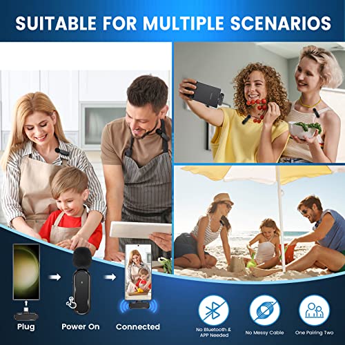 Miogren Wireless Lavalier Microphone For Type-C Phone With Charging Case Wireless Clip On Microphones Noise Reduction Plug-Play Wireless Microphones For Video Recording Vlog Interview #TOP2