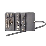 CASEGRACE Travel Jewelry Organizer Roll, Portable Velvet Jewelry Storage Roll Earring Organizer Bag, Jewelry Pocket for Necklaces, Rings, Earrings (Gray)