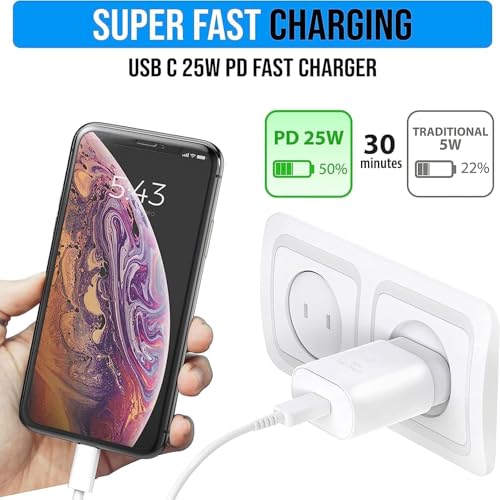 Image of 25W Type C Charger Compatible with Samsung A16 /M05 /A05 /F06 /M35 /F05 /M15, F15 /A15 /A14 /M14 /F14 /A34 /M34 /F34 /S24 Ultra, S23 /S23 fe /Z fold /flip /6 /5 /4 /3, Fast Charger for Phones & Tab Type C Adapter, White