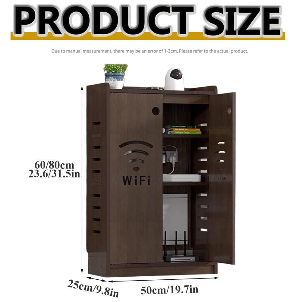 Armoire de rangement pour routeur WiFi, multiprise et gestion des câbles, étagère à deux étages pour la maison et le bureau, gris