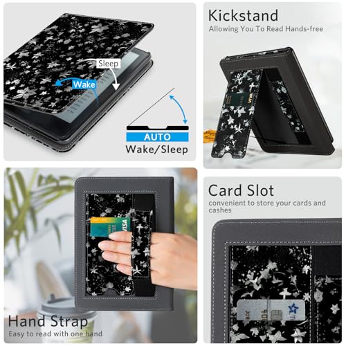 Image of CoBak Stand Case for 7 inch Kindle Paperwhite 12th Gen 2024 and Kindle Colorsoft with Hand Strap - Compatible with iPhone MagSafe, for Samsung /Belkin /Anker Wireless Charging Pads, Durable, Auto Sleep Wake