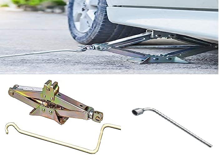 JAGGER JAG177 Heavy Duty Manual Scissor Car Jack for All Car for Vehicle Lift (3 TON with 19MM Spanner [ Golden ])