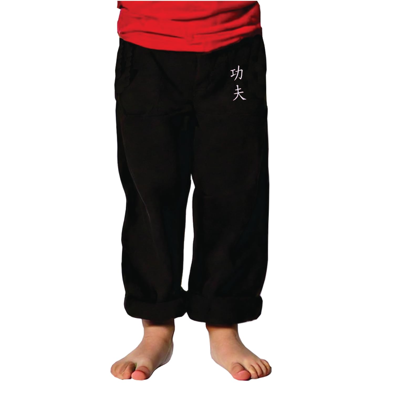 TAO MARTIAL Pantalon Kung Fu Enfant Style Tai Chi et Wing Chun Kimono Léger et Ample (FR/ES, Âge, 14 Ans, Taille Normale, Noir Kung Fu)