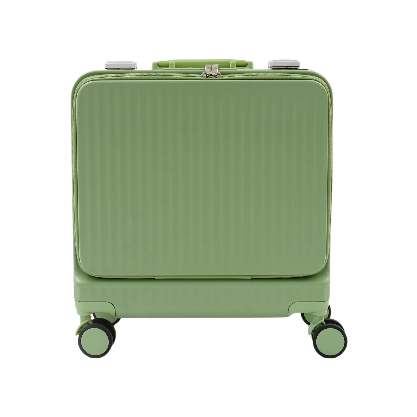 Valigia rigida da 45,7 cm con apertura frontale e porta USB, verde chiaro, Vintage | Valigia da viaggio in ABS e policarbonato, per viaggi brevi, trolley con 4 ruote, lucchetto a combinazione, portabicchieri
