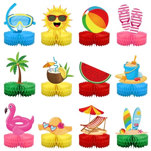 Centros de mesa de verano playa panal fiesta hawaiana piscina decoracion alberca 12uds
