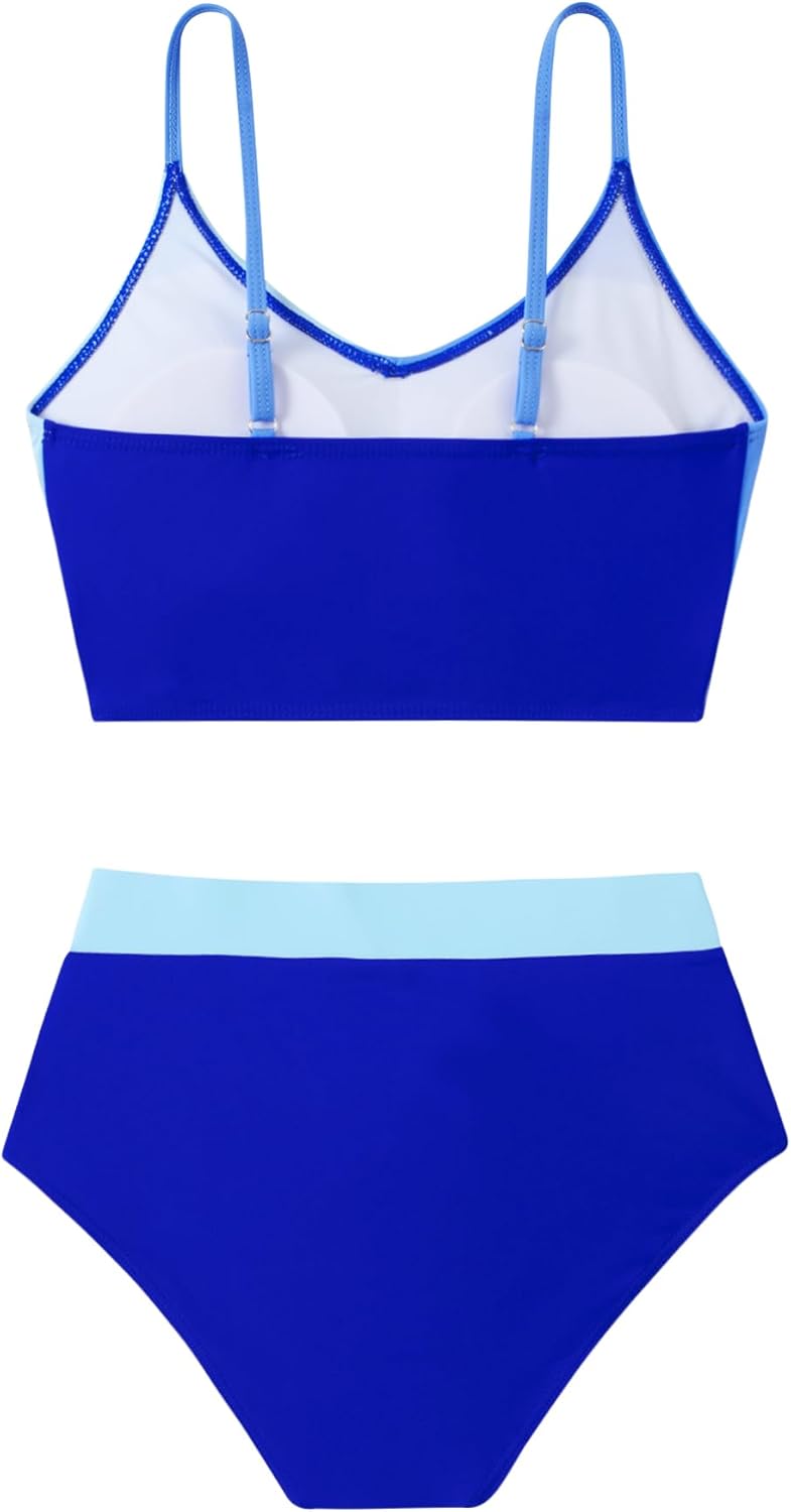swimsobo Teen Girls Swimsuit Size 7-16 Two Pieces Bikini Sets with Chest Pad Bathing Suit Color Block Swimwear - Image 5
