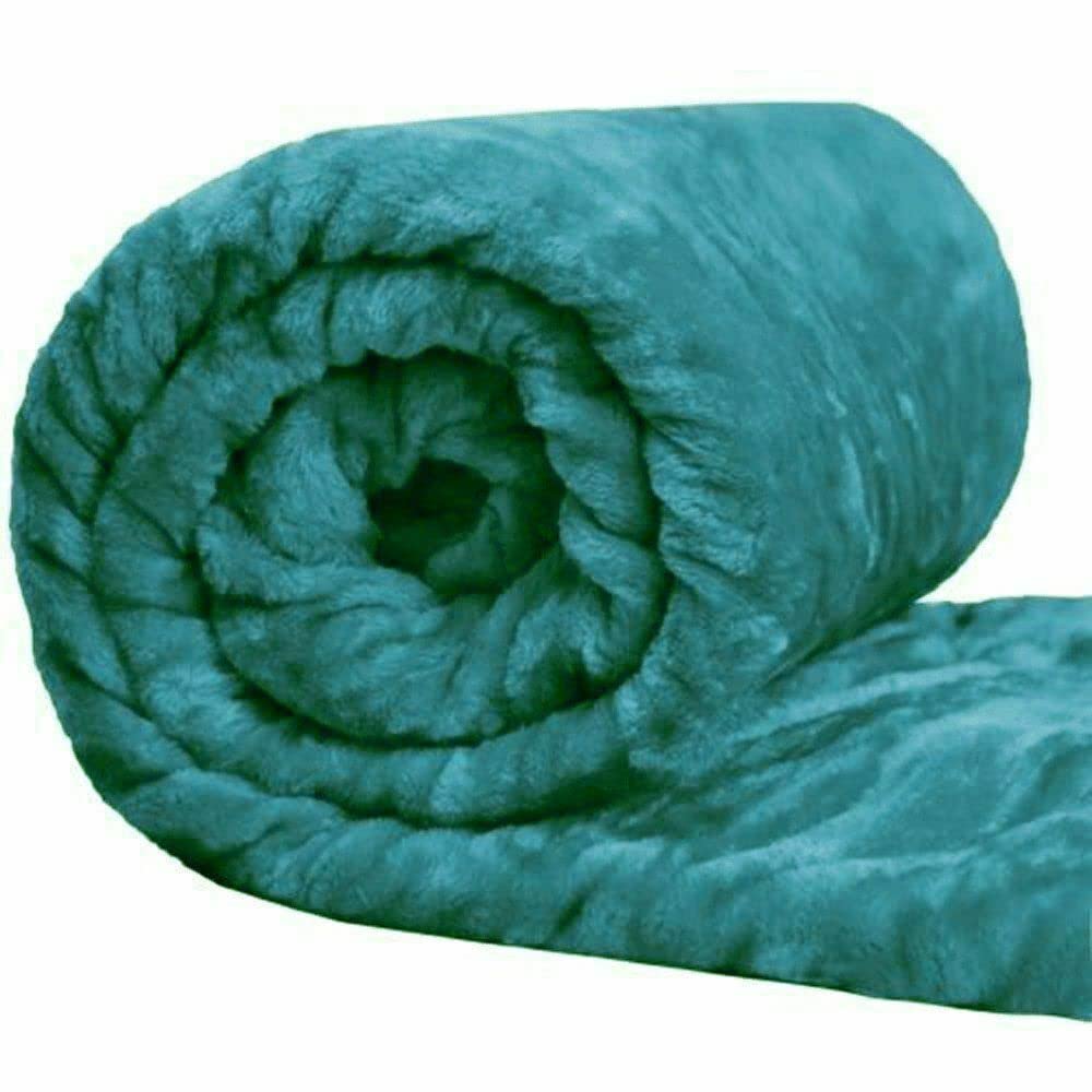 L S U Super Soft Faux Fur Fleece Sofa Bed Warm Mink Throws Winter Throws Soft Blanket (Teal, Double (150cm x 200cm))