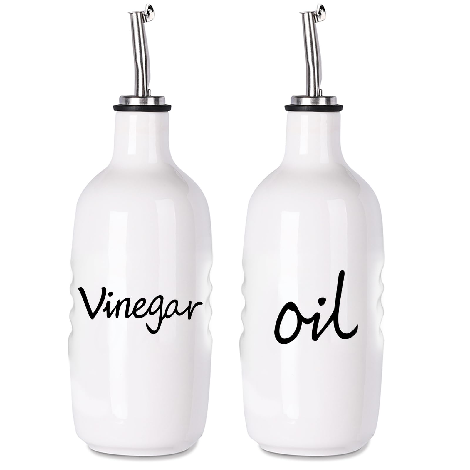 Farmhouse Öl- und Essigspenderflaschen-Set, Keramik, perfekt für die Aufbewahrung von Öl und Essig, 473 ml, Weiß