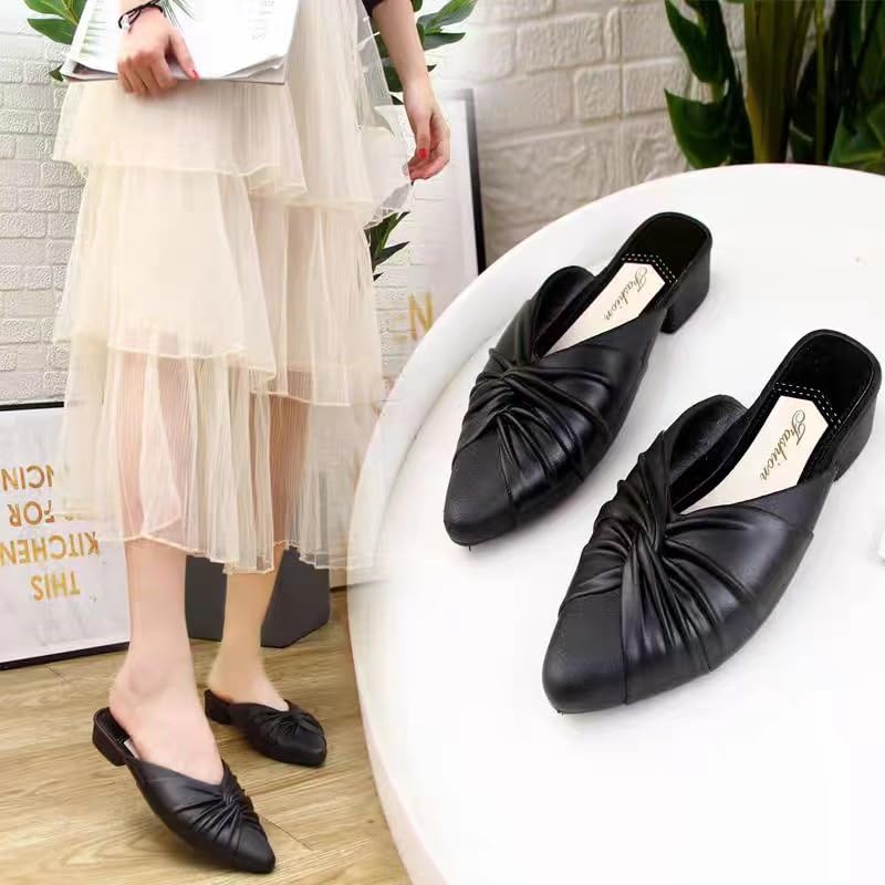 Women's Elegant Knot Design Mules, Trendy Soft Comfortable Mule Flats with Knot Design, Fashionable Shoes for Daily Wear2