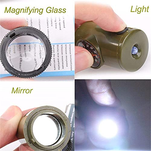 7 in 1 Outdoor Emergency Survival Whistle Compass Multifunctionele Tool Magnifier Zaklamp Opslagthermometer for Camping wangbingyi - Image 6