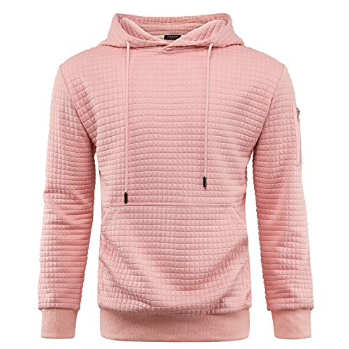 Enlision Rosado Sudaderas Hombres con Capucha y Cremallera Bolsillo Deportiva Manga Larga Hoodie Casual Unisex Pullover L