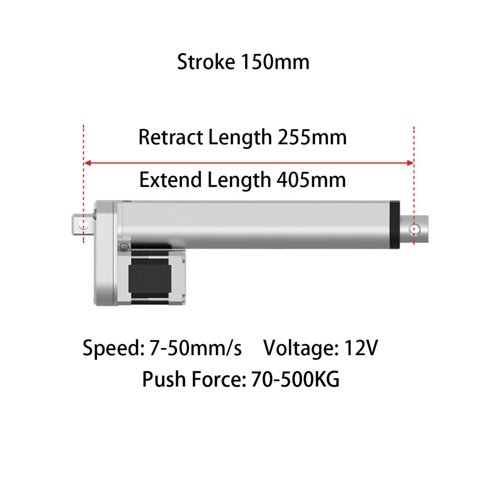 Siłownik liniowy silnika krokowego 12V Nema 16 Max 50 mm/s 500N Elektryczny popychacz ze stopu aluminium Stoły podnośne do telewizorów(Stroke 300mm,50mm per s 70N)