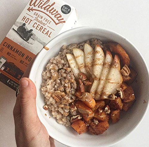 Wildway Keto Vegan Hot Cereal | Cinnamon Roll | Certified Gluten Free Instant Breakfast Cereal, Low Carb Snack | Grain-Free, Keto, Paleo, Non-Gmo, No Artificial Sweetener | 4 Pack #TOP3