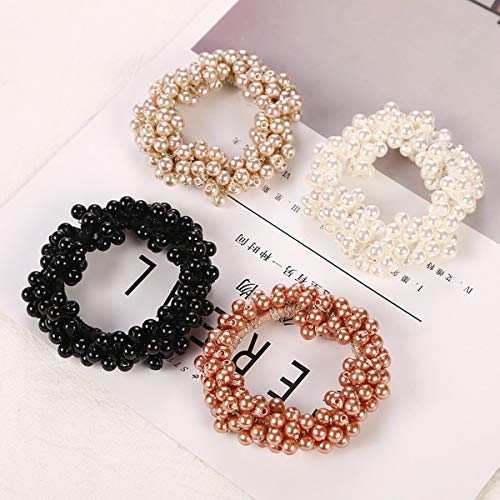 Xiwstar 9Pcs Women Girls Fashion Beaded Bracelet Hair Ties Hair Bands Ropes Scrunchie Ponytail Holder - Thumbnail 6