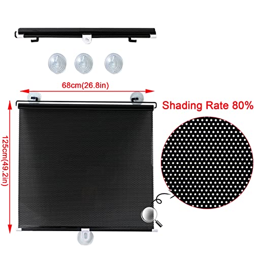 日除け 間仕切り ロールスクリーン吸盤サンシェード リトラクタブル 日よけブロック日焼け止め 防水 ポータブル 軽量 ドア用ドレープ アウトドアプライバシー保護 カー用品 パンチフリー (68x125cm/26.8x49.2in) [2]