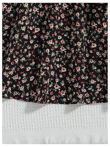 MakeMeChic Girl's Floral Print Crew Neck High Waisted Mini Dress Long Sleeve Flared Dresses4