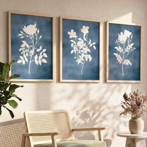 Image of kotart Aesthetic Botanical Art Home Decoration Painting | Floral Paintings With Frame For Living Room Bed Room Hotel Wall Decor Digital Reprint Set of 3 (13X17 inch)