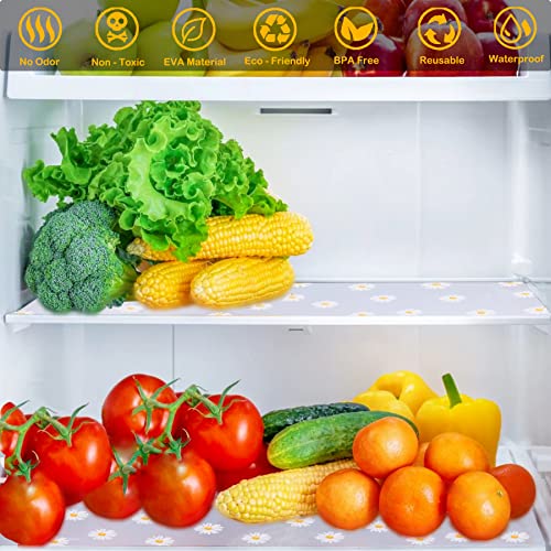 Image of GMSWEET EVA Cabinet Liners Non Slip Clear Floral Kitchen Drawer Shelf Liner 17.5 Inch X 20 FT Non Adhesive Waterproof Mat for Fridge,Dresser,Wire Shelf,Toolbox,Cupboard,Pantry,Storage and Desk,White