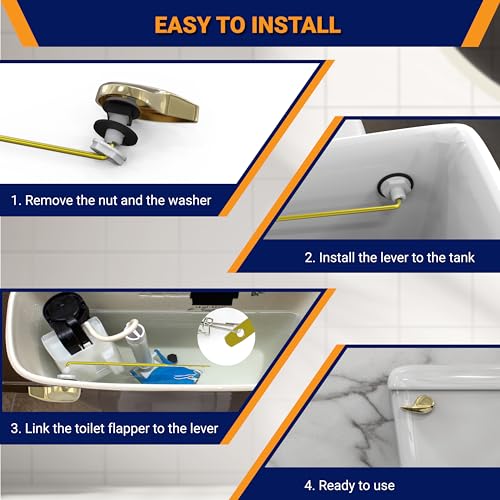 Image of Front Mount Toilet Handle Replacement, Compatible with American Standard, Kohler, TOTO, Gerber and Most Front Mount Toilet Tanks - Polished Brass