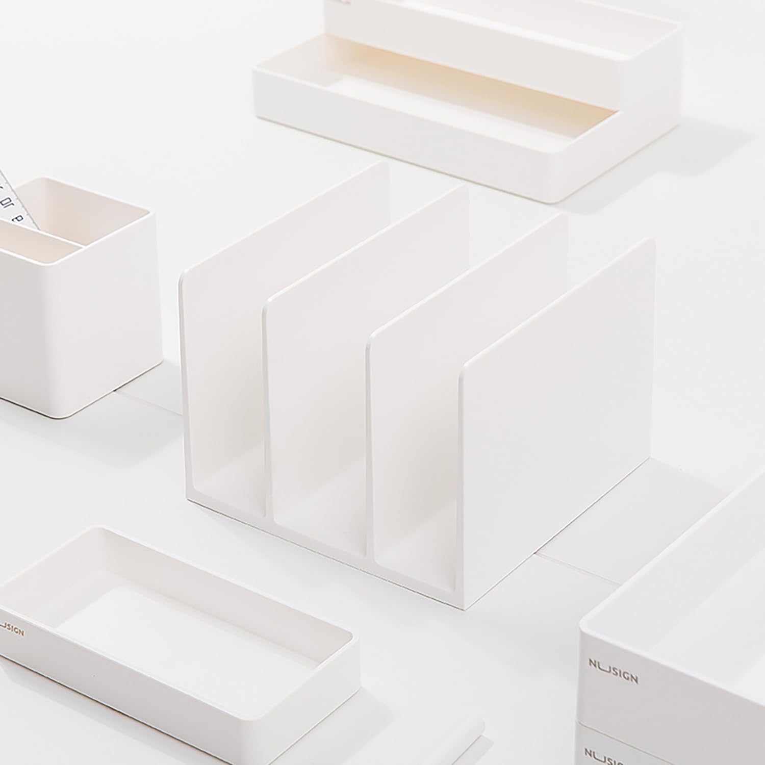 White Mail Desktop Mail Holder, 3 Sections, Plastic Note File Book Letter Paper Holder Sorter Office Accessories Organizer for Desk, 4.8 Inch High 6.38inch Wide 6.38 inch Long image 5