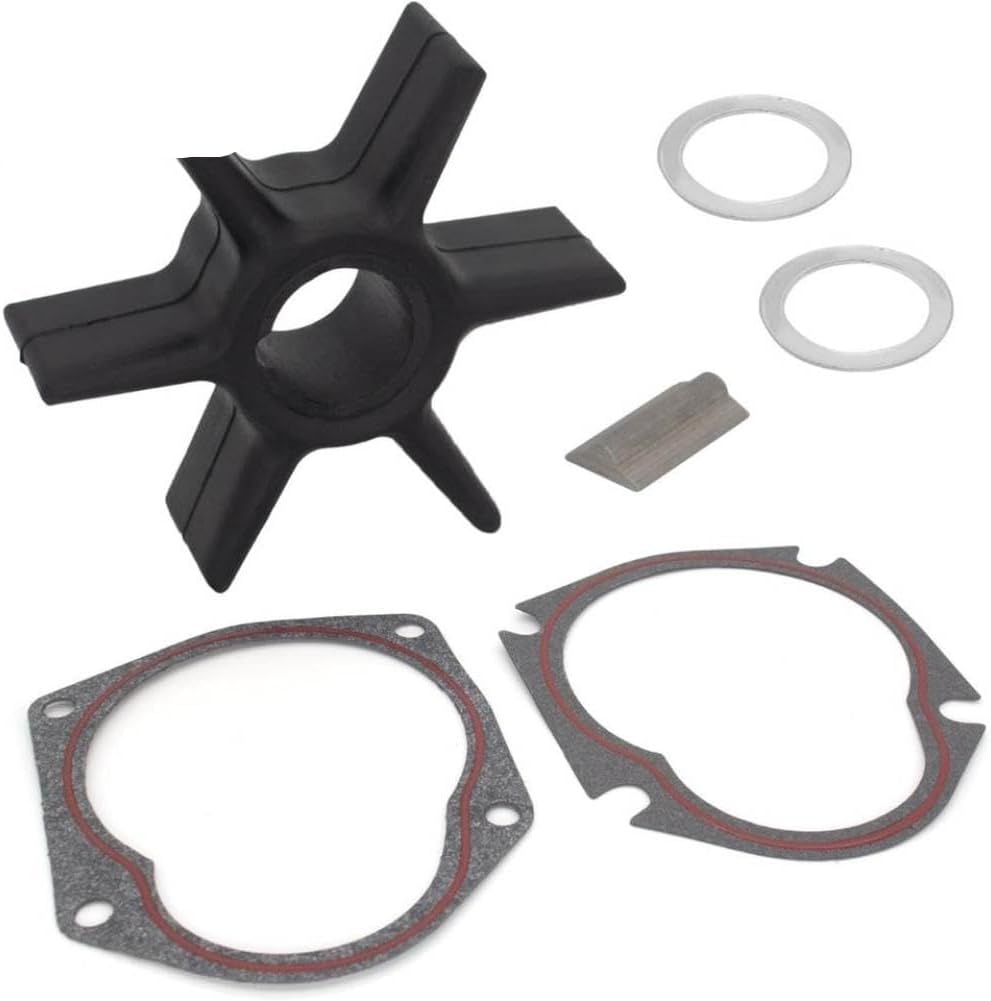 Water Pump Impeller Kit with Key and Gaskets for Outboard Marine Engine Replacement 47-19453T 18-8900