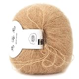 26g/Skein Mohair Yarn, Soft Mohair Knit Long Wool Yarn Angora Wool Yarn for DIY Crochet Scarf Clothes Sweater Shawl(Khaki)
