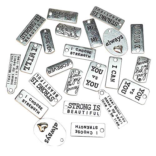 Libiline Mix 40Pcs Inspiration Words Charms Lots Pendants Beads Charms Pendants For Crafting, Jewelry Findings Making Accessory For Diy Necklace Bracelet (Inspiration Words Charms) #TOP14